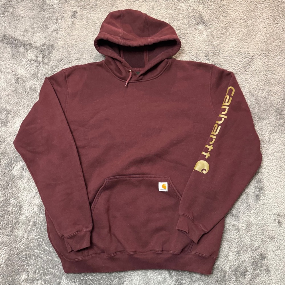 Carhartt Mens Loose Fit Graphic Sleeve Hoodie Burgundy XL Tall Sweatshirt